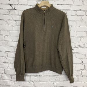 Peter Millar 1/4 Zip Pullover‎ Size M Brown Cattail Creek CC Golf Cotton Stone